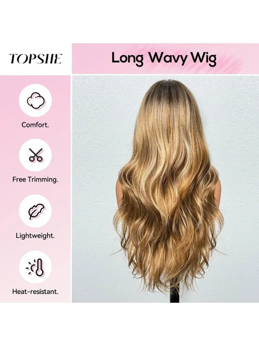 Women's Light Brown 24 Inch Heat Resistant Synthetic Short Wavy Long Curly Wigs - Picture 3 of 6